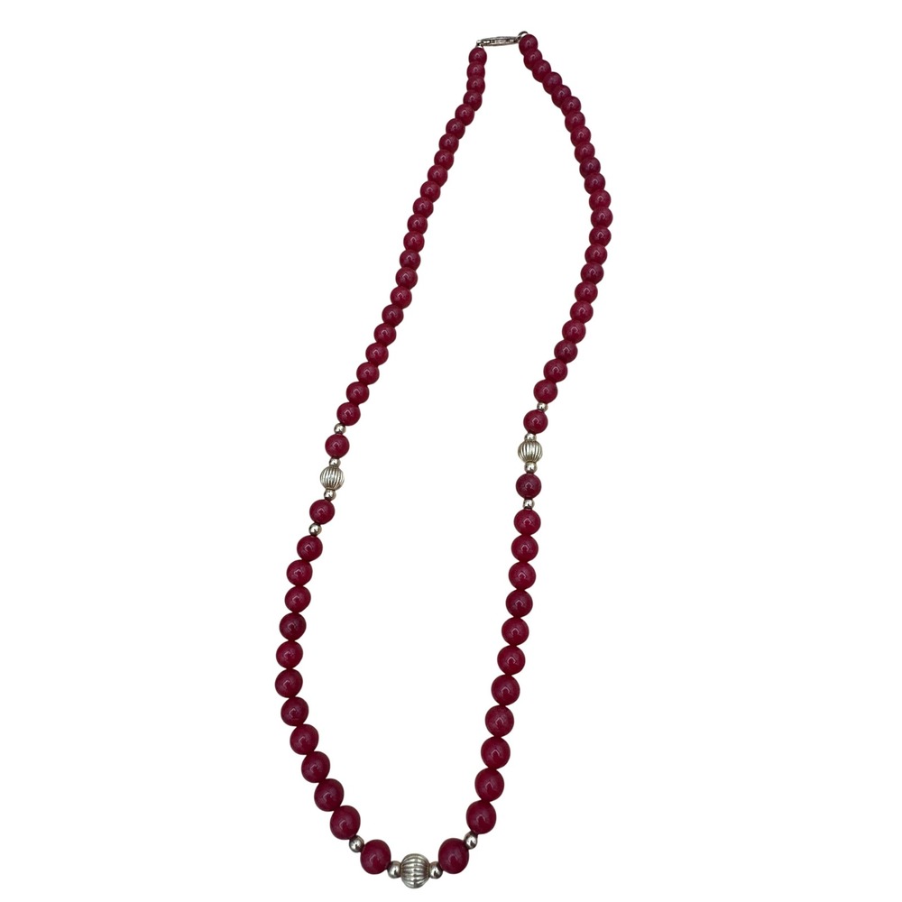 Vintage 19" Red Coral Bead Necklace 14K Gold Filled Clasp Fluted Spacers Matinee - Picture 9 of 9